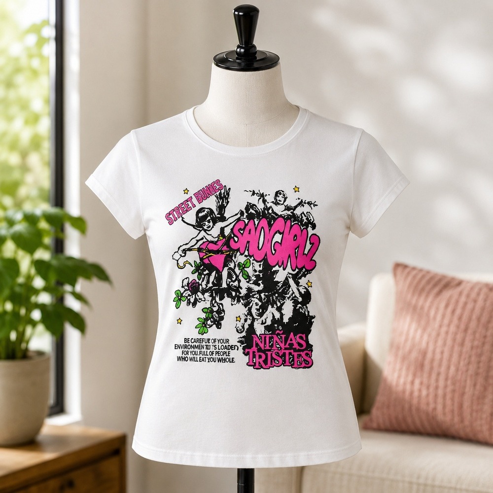 Sad Boyz Junior H Niñas Tristes Extssy Model White Graphic Baby Tee Small